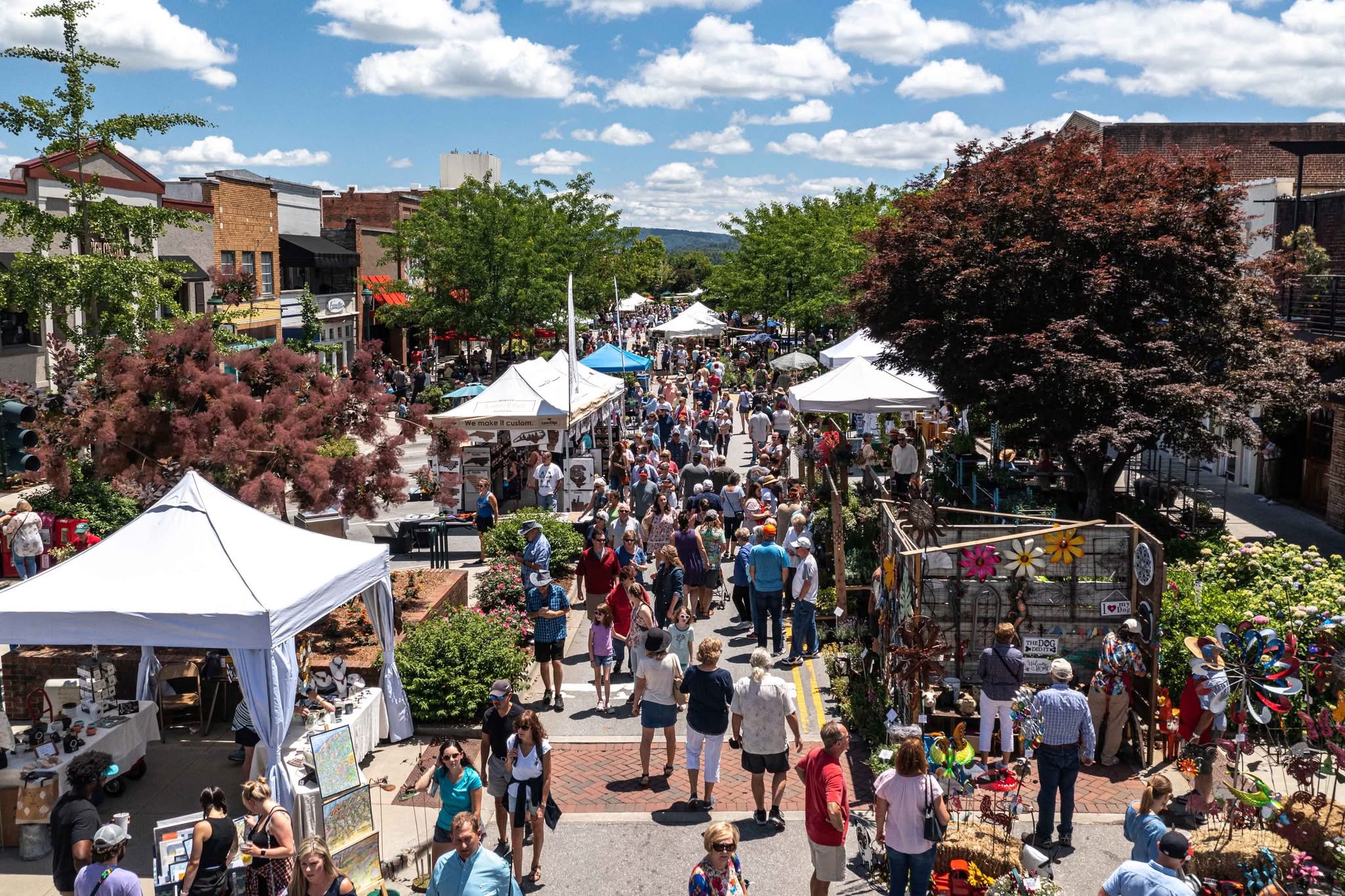 Crowds browsing artist booths along Main Street in downtown Hendersonville