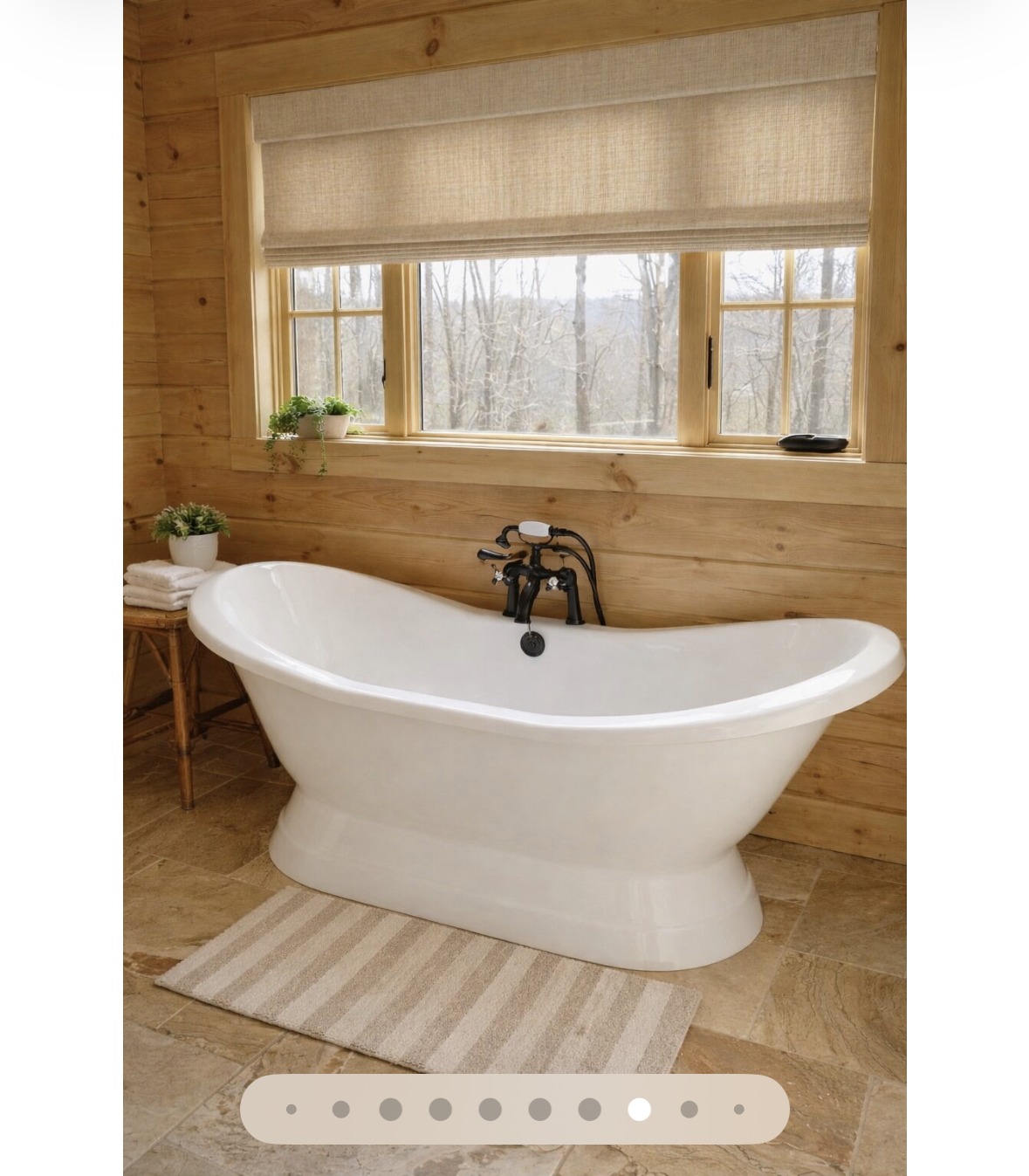 Primary bath with 6-foot freestanding cast iron soaking tub